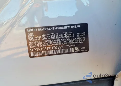 2019 BMW X3 Sdrive30I from USA, damaged, VIN 5UXTR7C51KLE97825